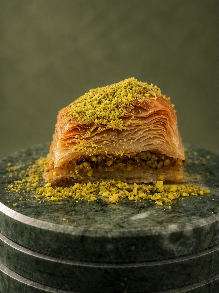 Pistachio Baklava — handcrafted at Olive & Fire Austin